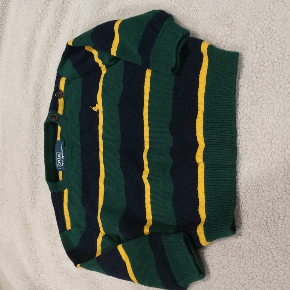 Polo Ralph Lauren 12 Month Navy, Yellow, Green Striped Sweater